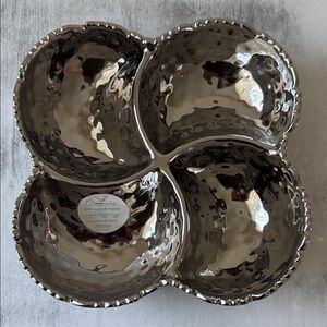 Camila Silver Divided Serving Dish 4 Section Porcelain Bowl